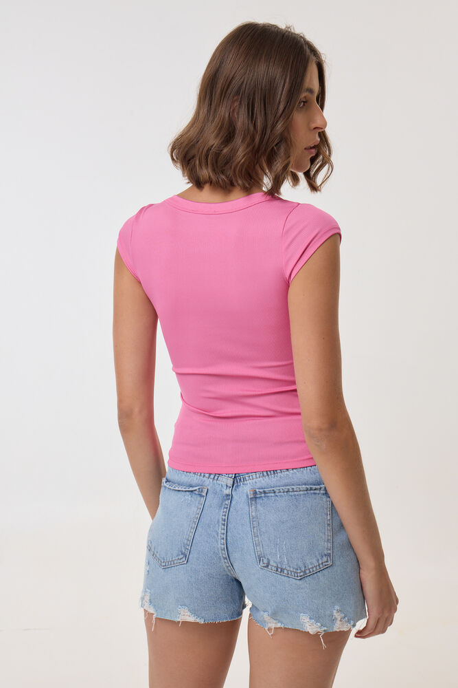 טי שירט ריב מבריק מחשוף עמוק image number undefined