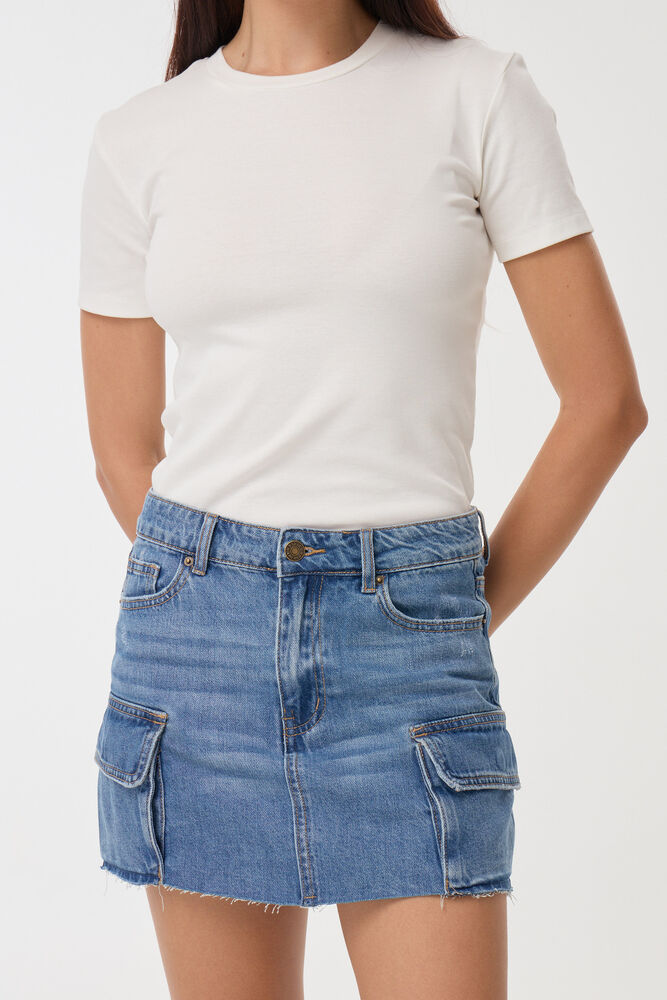 חצאית מיני ג'ינס דגמ"ח image number null
